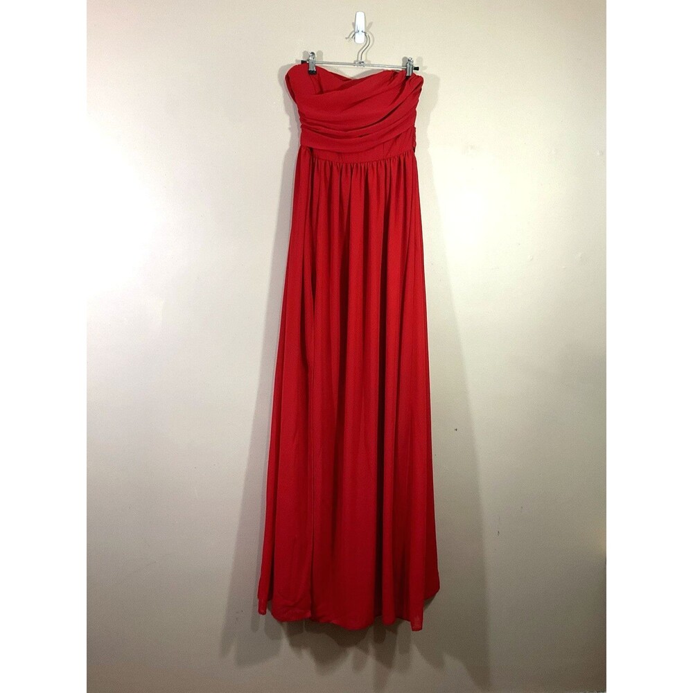 Lulus Moonlight Serenade Strapless Maxi Dress M Red Bridesmaid Gala Formal Slit
